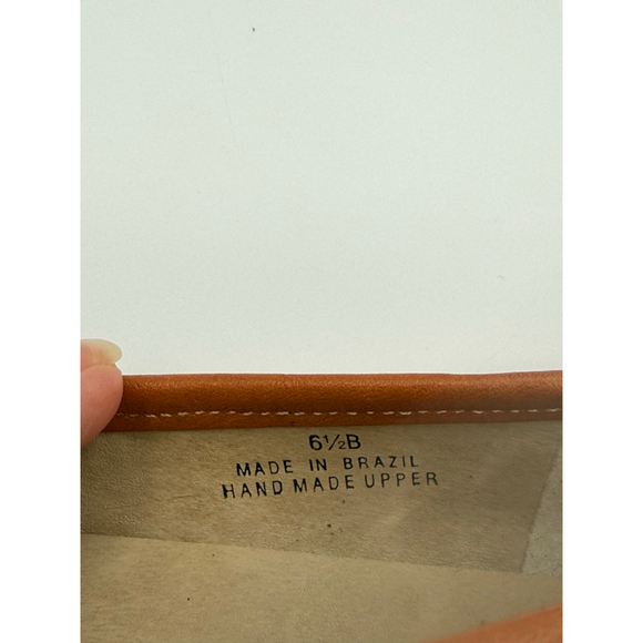 Talbots Red Woven Ballet Flats 6.5B Handmade in Brazil, Leather Sole, Beaded Bow - Picture 7 of 7